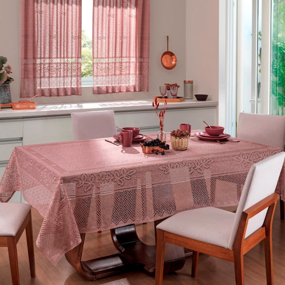 Toalha De Mesa Retangular 150X220cm Valência Havan Casa 1 Pç - Rosa Claro