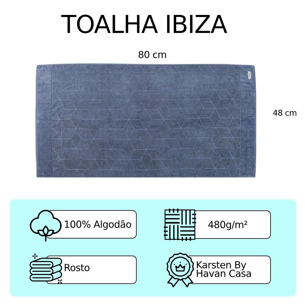 Toalha De Rosto 100% Algodão Ibiza Karsten By Havan Casa - Azul Sereno