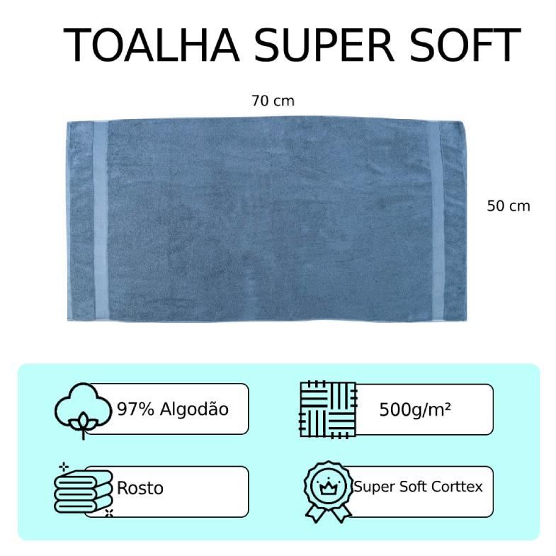 Toalha De Rosto Super Soft Zero Twist Corttex - Azul