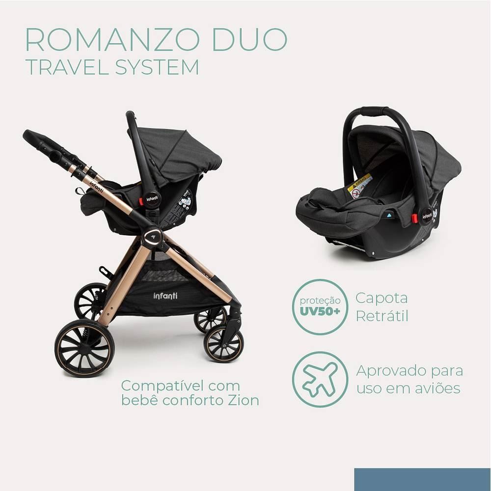 Travel System Romanzo Duo Infanti - Preto Bronze