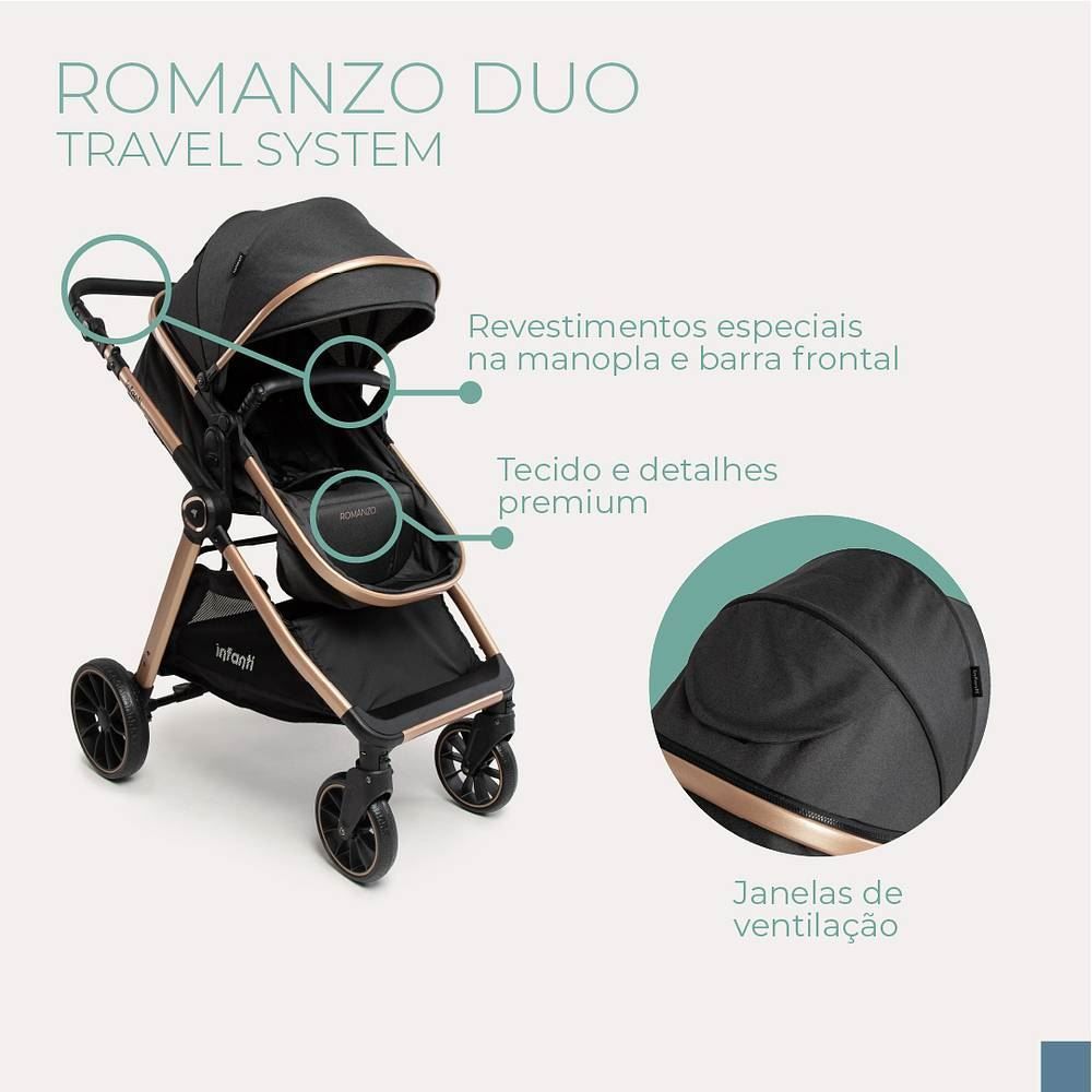 Travel System Romanzo Duo Infanti - Preto Bronze