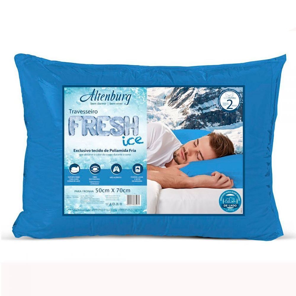 Travesseiro 50Cm X 70Cm Suporte Firme Fresh Ice Altenburg - Azul