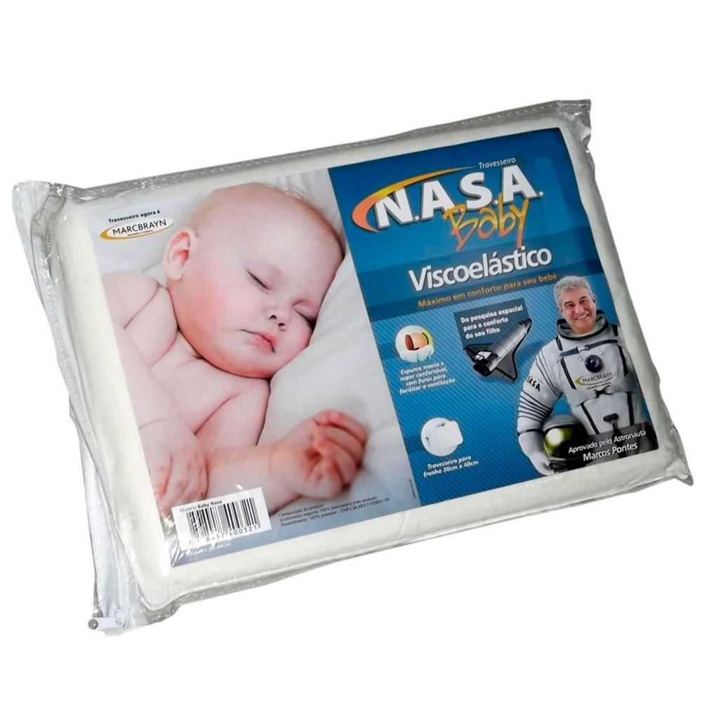 Travesseiro Visco Nasa Baby 30cm x 40cm - Marcbrayn - Branco