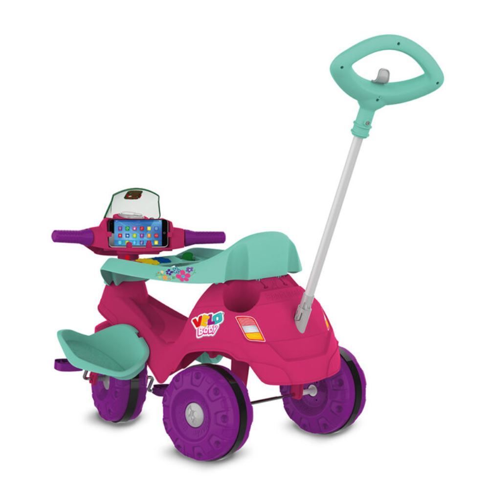 Triciclo Velobaby Passeio/Pedal Rosa Bandeirante - 357