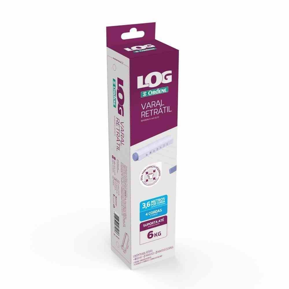 Varal Retrátil 4 Cordas Ordene Log - Plástico