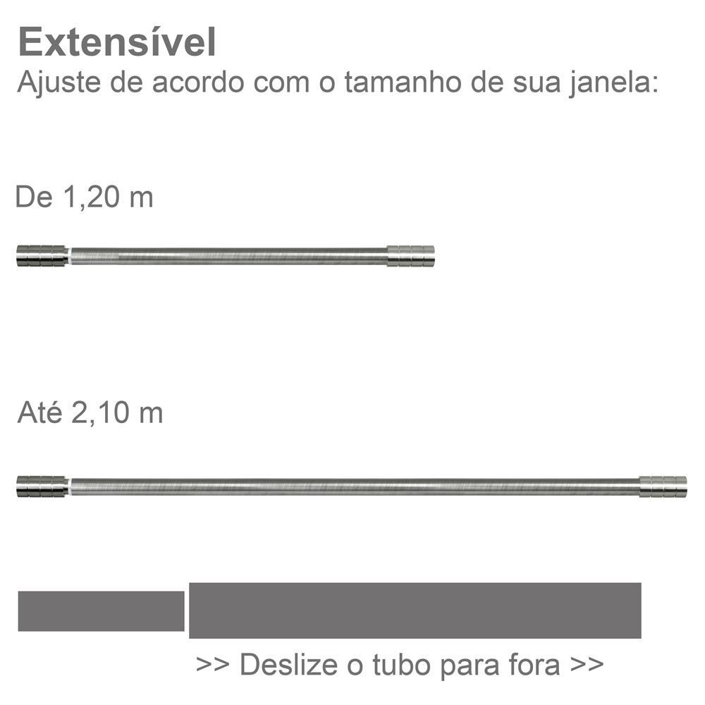 Varão Extensivo 1,20 a 2,10m Cilindro Evolux - Cromado