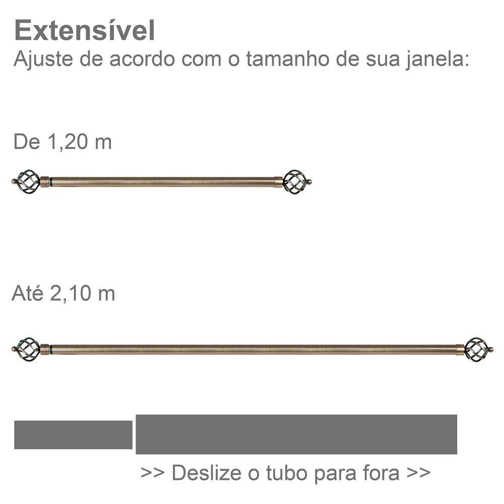 Varão Extensivo 1,20 a 2,10m Coroa Evolux - Ouro Velho