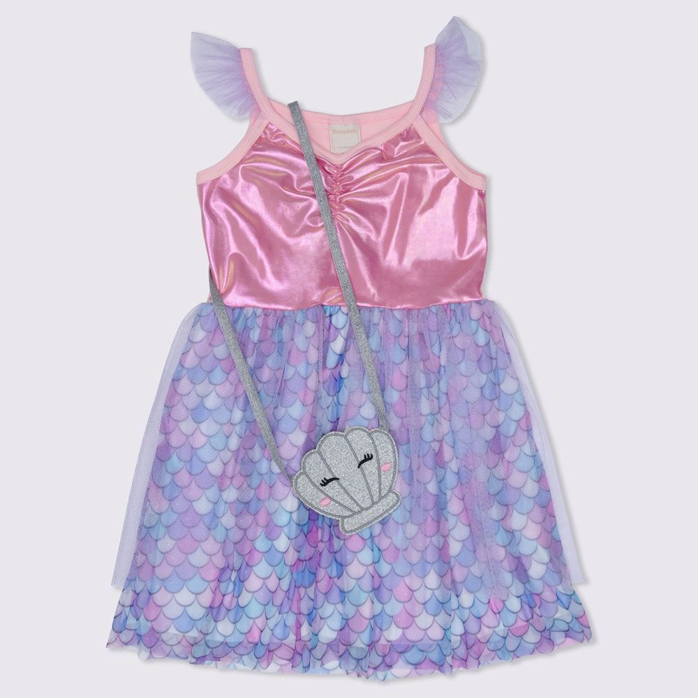 Vestido 1 a 3 anos Cotton Sereia com Bolsinha Yoyo Kids