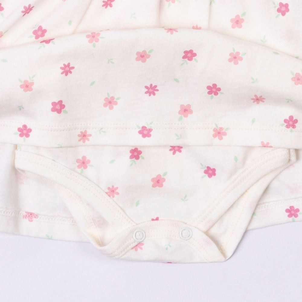 Vestido Bebê Menina Flores De Algodão Com Body Yoyo Baby