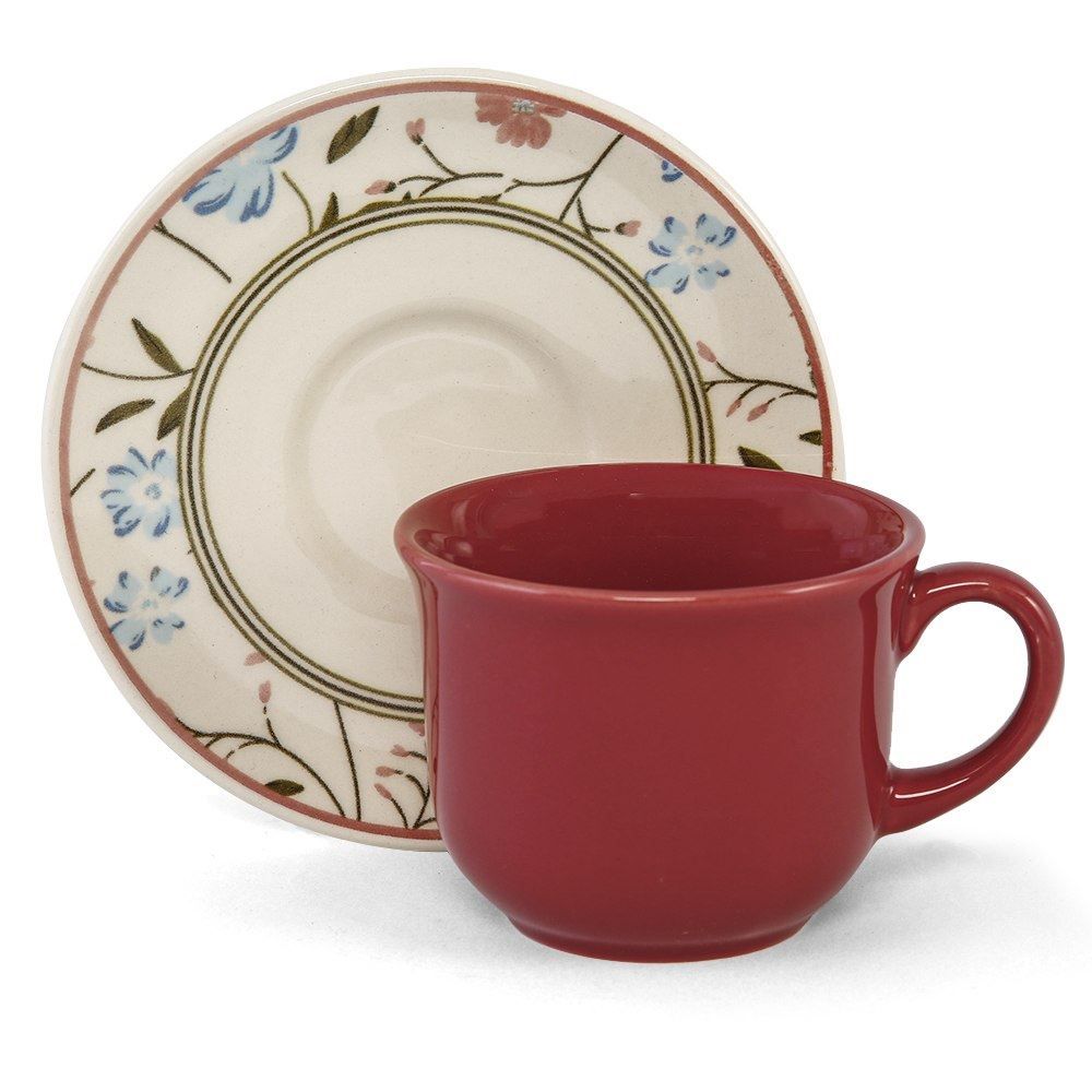 Xícara De Chá Com Pires Mary Biona By Havan Casa 200Ml - Cerâmica Flores