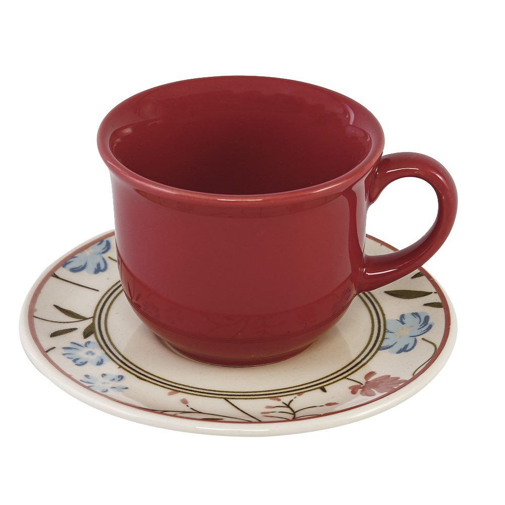 Xícara De Chá Com Pires Mary Biona By Havan Casa 200Ml - Cerâmica Flores