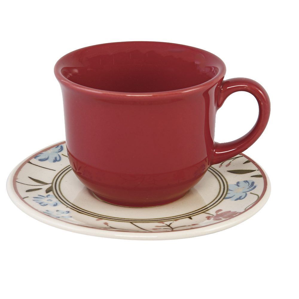 Xícara De Chá Com Pires Mary Biona By Havan Casa 200Ml - Cerâmica Flores