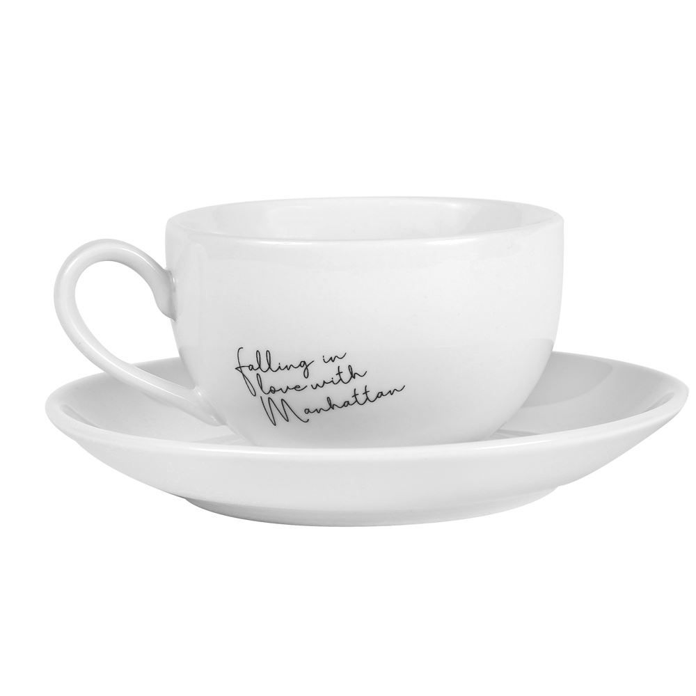 Xícara Com Pires Porcelana Manhattan Hauskraft 160 Ml - Branco