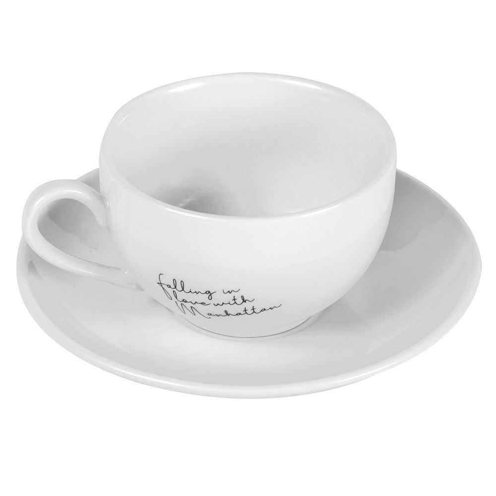 Xícara Com Pires Porcelana Manhattan Hauskraft 160 Ml - Branco