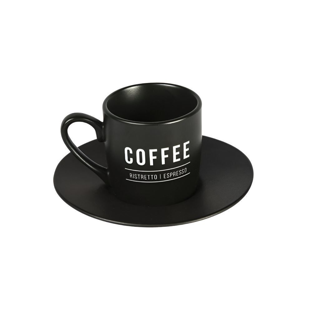 Xícara Com Pires Porcelana Manhattan Hauskraft 80 Ml - Preto