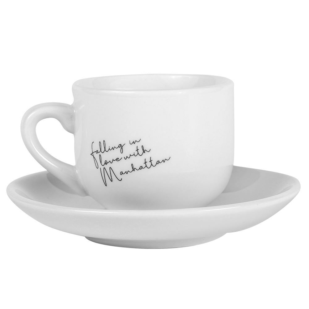 Xícara Com Pires Porcelana Manhattan Hauskraft 90 Ml - Branco