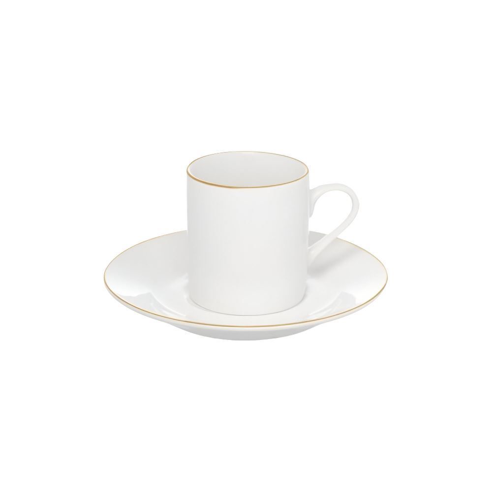 Xícara De Café Com Pires Royal Hauskraft 90 Ml - Filete Dourado