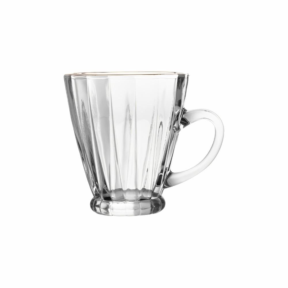 Xícara De Café Radial Com Filete Dourado 160 Ml - Transparente