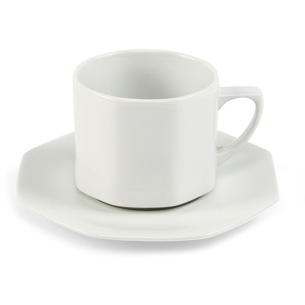 Xícara De Chá Com Pires De Porcelana Orion Schmidt 280Ml - Branco