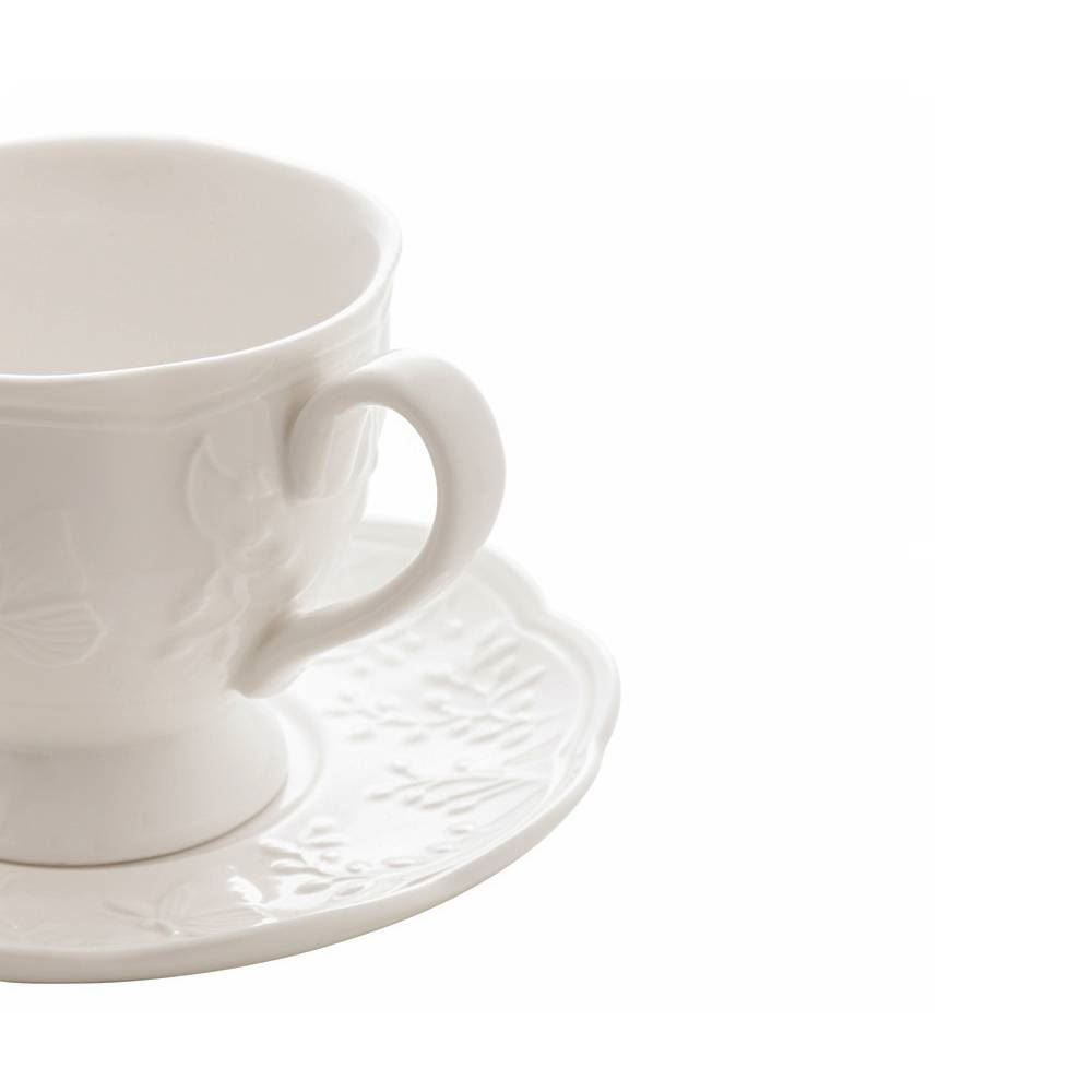Xícara De Chá Com Pires Lyor De Porcelana Butterfly 200Ml - Branco