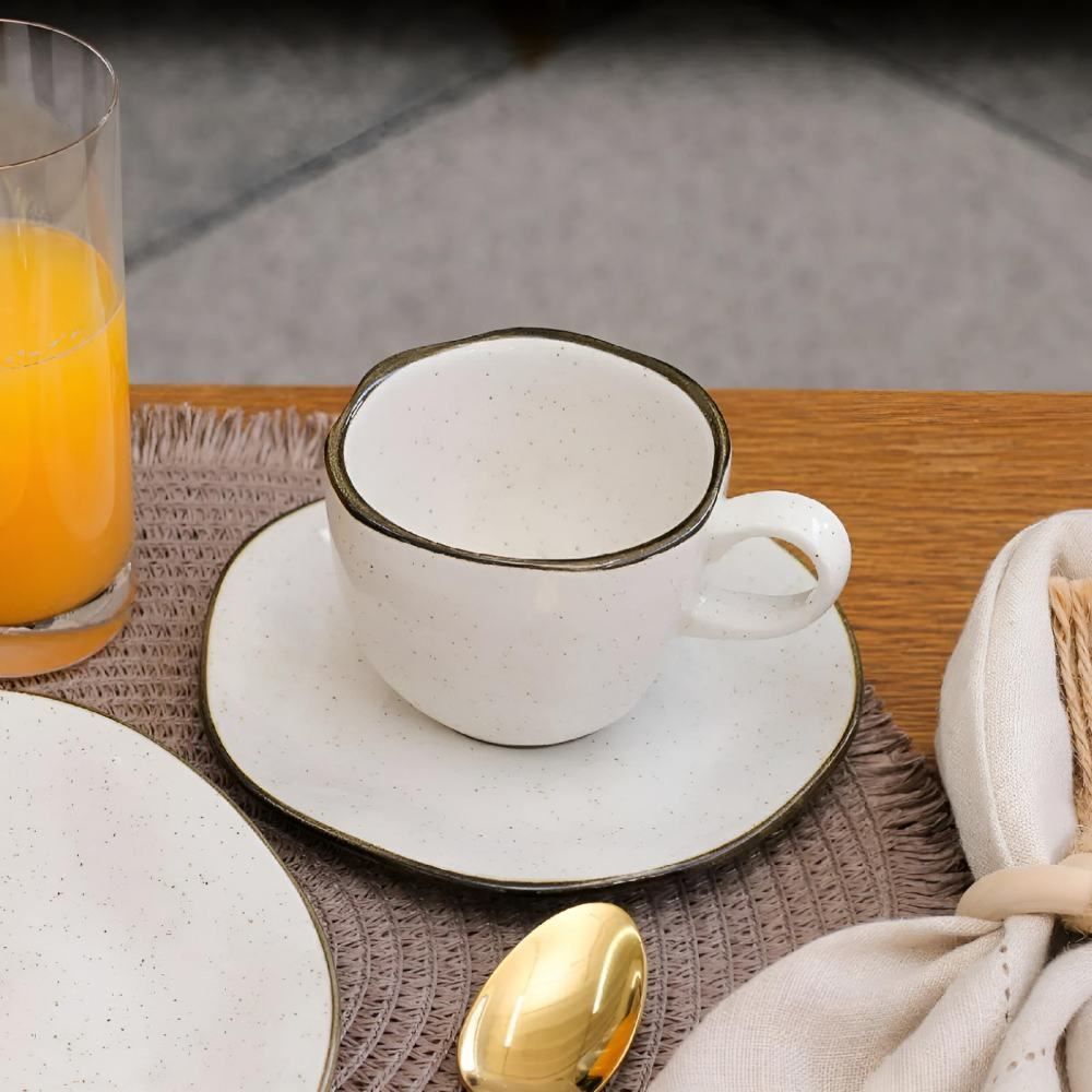 Xícara De Chá Com Pires Ryo Maresia Oxford 220Ml - Porcelana