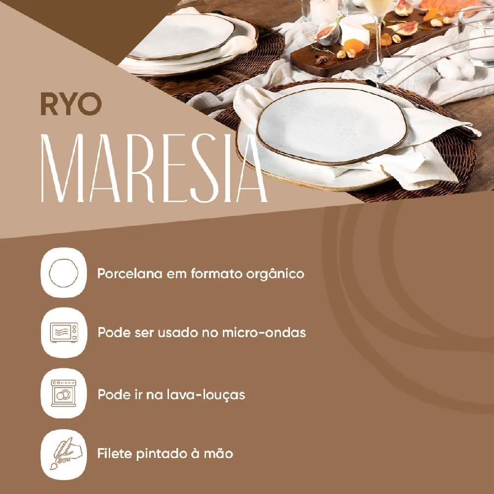 Xícara De Chá Com Pires Ryo Maresia Oxford 220Ml - Porcelana