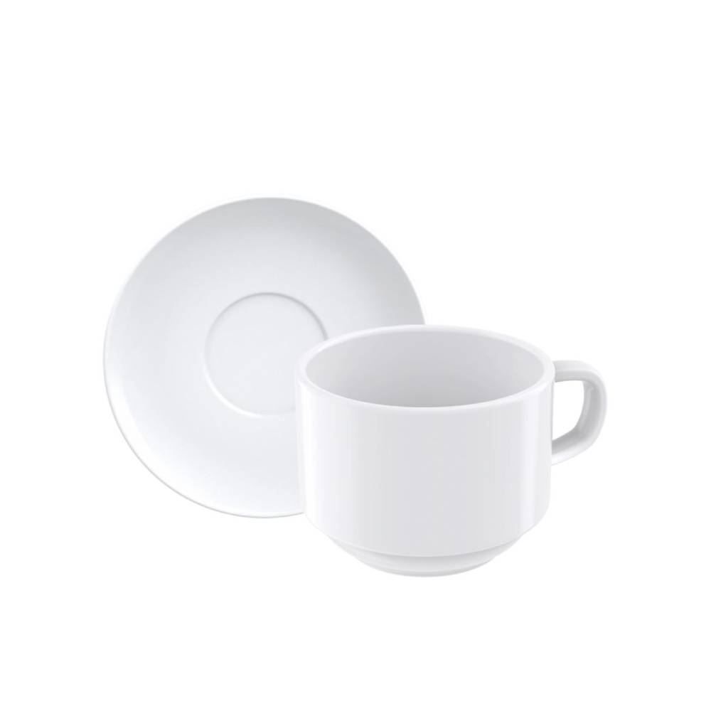 Xícara De Chá Com Pires Porcelana Paola Tramontina 240Ml - Branco