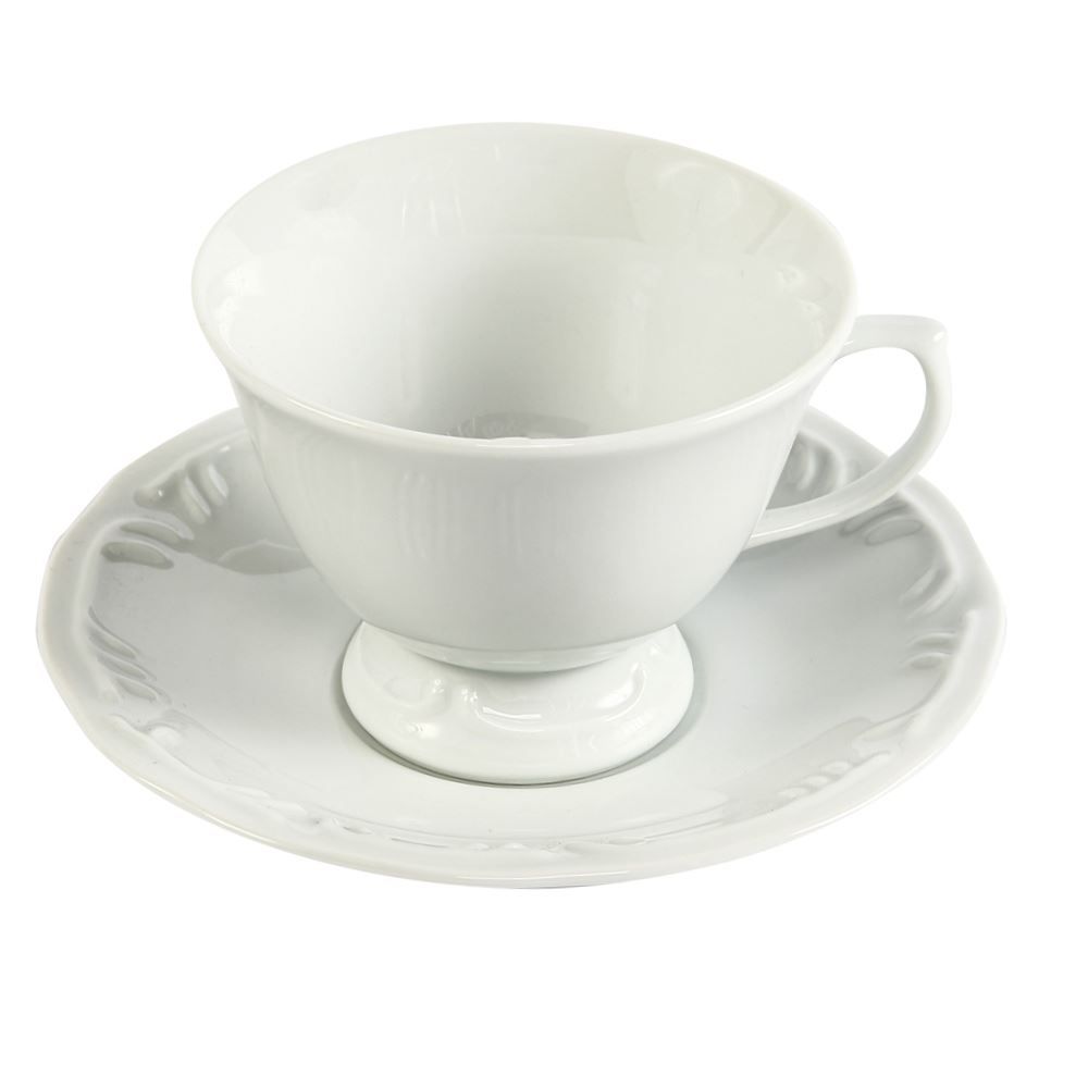 Xícara De Chá Com Pires De Porcelana Pomerode Schmidt 200 Ml - Branco