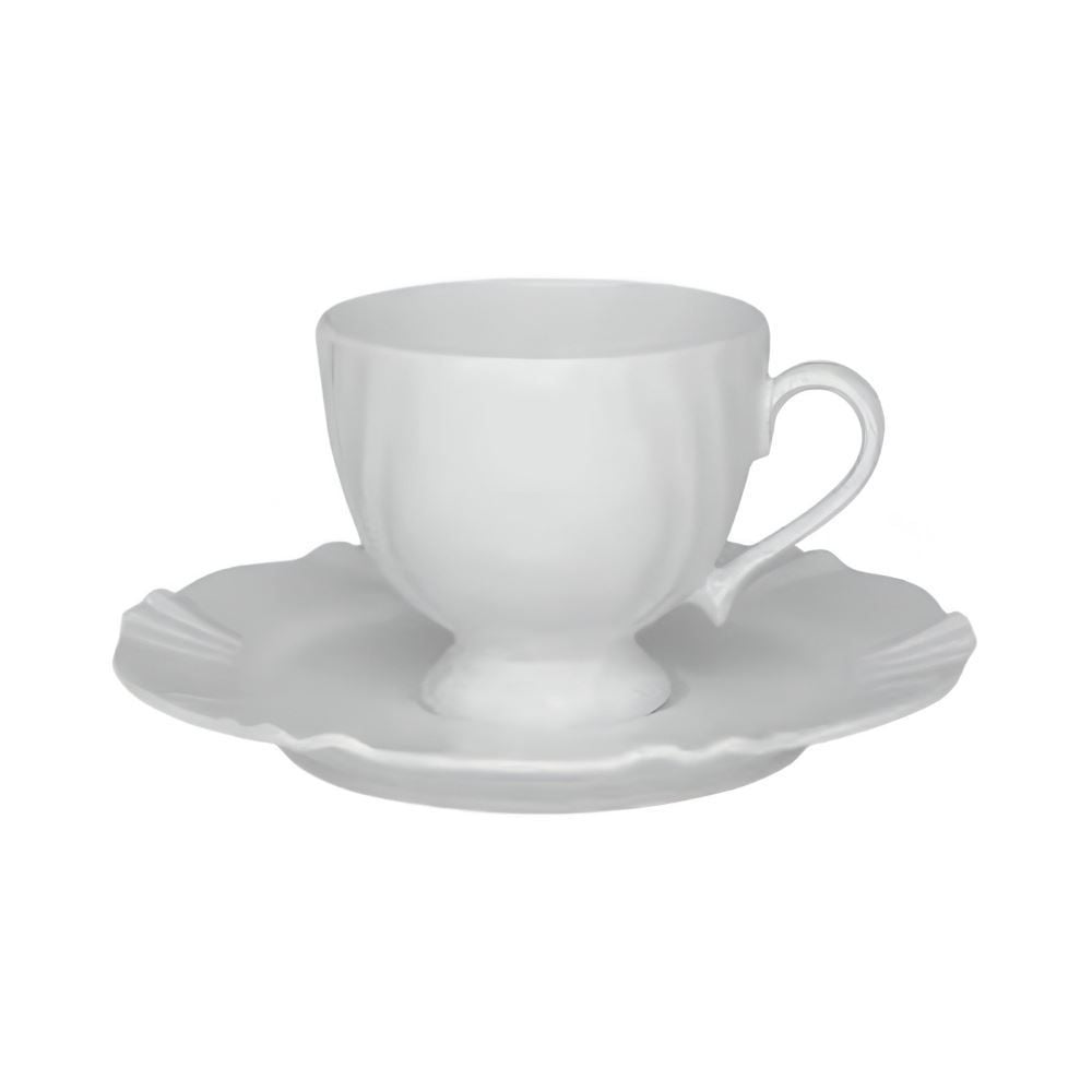 Xícara De Chá Com Pires Soleil White Oxford 200Ml - Porcelana