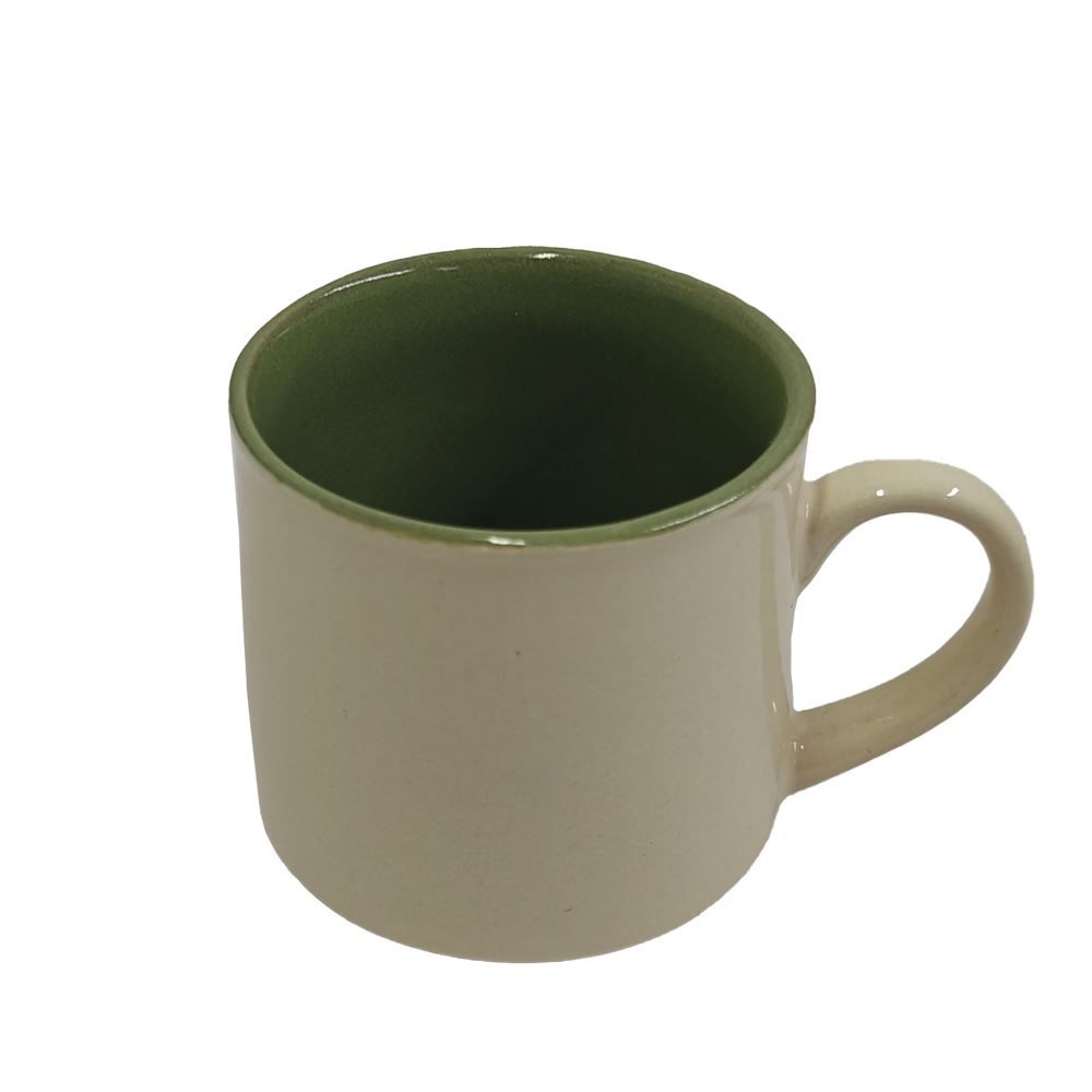 Xicara Para Café Cerâmica 90Ml Off-White/Oliva