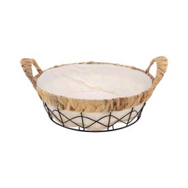 Cesta Aramada Com Tecido Havan Casa Redonda 27Cm - Natural