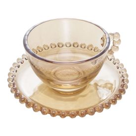 Xícara De Chá Com Pires Wolff Pearl Âmbar 200Ml - Cristal