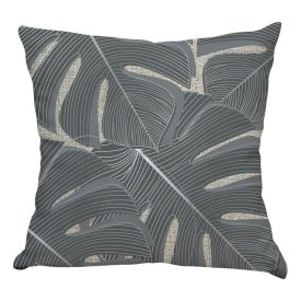 Almofada Decorativa 100% Poliéster Naturalle Havan Casa - Folhas Cinza