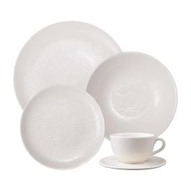 Aparelho De Jantar E Chá Unni Orquídea White Oxford 20 Pçs - UNNI ORQUIDEA WHITE