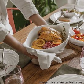 Assadeira Oval Opaline Marinex 1 Litro - Branco