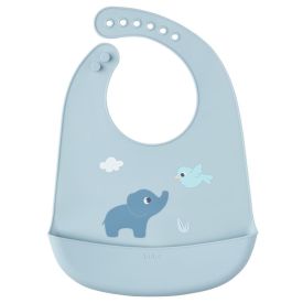 Babador Em Silicone Com Pega-Migalhas Cloudy Buba - Azul Claro
