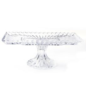 Bandeja Com Pé De Cristal Geneva Wolff 30Cm - Transparente