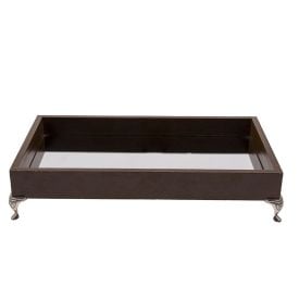 Bandeja Espelhada Bw Quadros Com Pé 30Cm - Tabaco