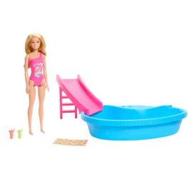 Barbie Piscina Com Boneca Loira E Acessórios Mattel - HRJ74
