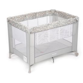 Berço Fit Portátil  0 Meses A 15 Kg Desmontável Voyage - Cinza Estrela