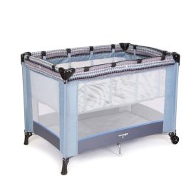 Berço Fit Portátil  0 Meses A 15 Kg Desmontável Voyage - Azul Geo
