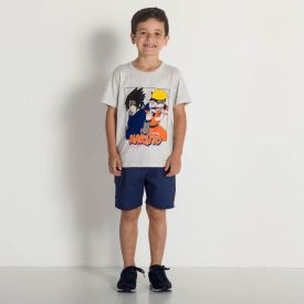 Bermuda 4 a 10 anos Malha Jeans Bolso Cargo Hot Dog Azul Jeans