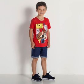 Bermuda 4 a 10 anos Malha Jeans Jogger Hot Dog Azul Jeans