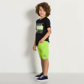Bermuda 4 a 10 anos Sarja Jogger Menino Hot Dog Verde Limao