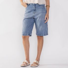 Bermuda Jeans Feminina Patricia Foster Azul Claro