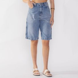 Bermuda Jeans Feminina Patricia Foster Azul Claro