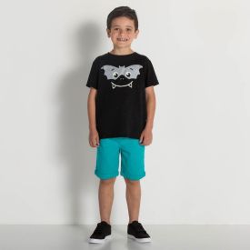 Bermuda Jogger 4 a 10 anos Sarja Menino Hot Dog Azul Turquesa