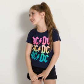 Blusa 4 a 10 anos ACDC Colors BandUP Azul Marinho