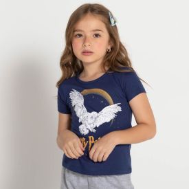 Blusa 4 a 10 anos Harry Potter Coruja Bandup Azul Marinho
