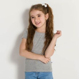 Blusa 4 a 10 anos M/Malha Básico Fakini Cinza Mescla
